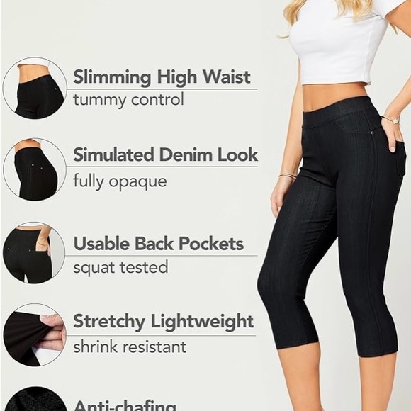 Time and Tru fitted strech capri in small size and black color - Picture 3 of 8